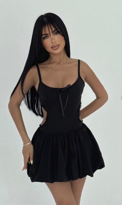 Mini-Robe soirée dos D'ABRIENDA noir avec band